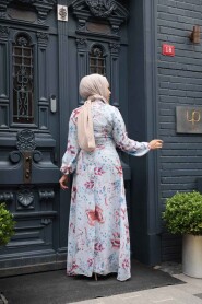 Modest Grey Floral Plus Size Dress 27963GR - 3