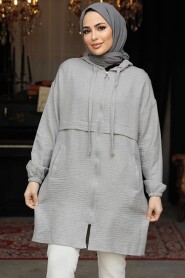 Modest Grey For Women Coat 6686GR - 2