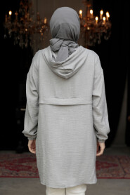 Modest Grey For Women Coat 6686GR - 3