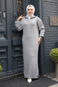Modest Grey Knitwear Dress 60321GR - 2