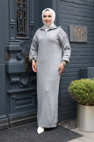 Modest Grey Knitwear Dress 60321GR - 3