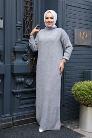 Modest Grey Knitwear Dress 60481GR - 1