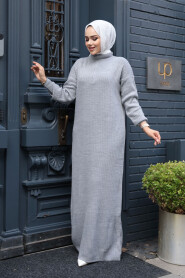 Modest Grey Knitwear Dress 60481GR - 2