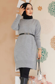 Modest Grey Knitwear Jumper Top 17203GR - 3