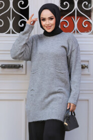 Modest Grey Knitwear Jumper Top 20035GR - 2