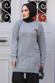 Modest Grey Knitwear Jumper Top 20035GR - 3