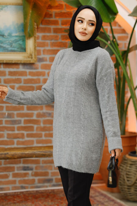 Modest Grey Knitwear Jumper Top 20051GR - NEVA STYLE