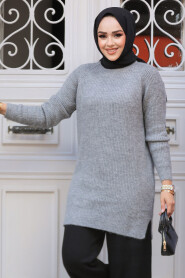 Modest Grey Knitwear Top 20085GR - 1