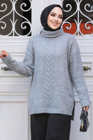 Modest Grey Knitwear Top 20441GR - 2