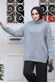 Modest Grey Knitwear Top 20441GR - 4