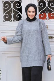 Modest Grey Knitwear Tunic 10241GR - 2