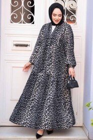 Modest Grey Leopard Dress 52942GR - 4