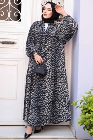 Modest Grey Leopard Dress 52942GR - 3