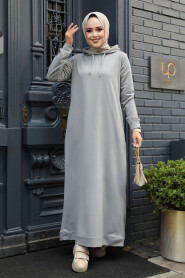 Modest Grey Long Dress 50421GR - 2