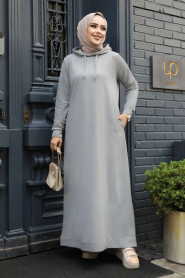 Modest Grey Long Dress 50421GR - 1