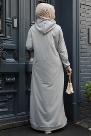 Modest Grey Long Dress 50421GR - 3