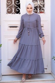 Modest Grey Long Dress 596GR 