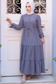 Modest Grey Long Dress 596GR - 2