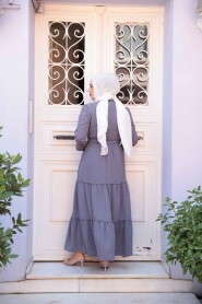 Modest Grey Long Dress 596GR - 4