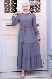Modest Grey Long Dress 596GR - 3