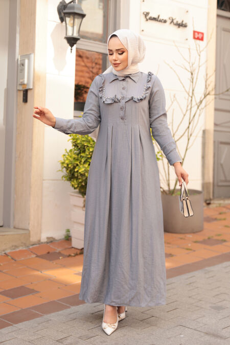 Modest Grey Long Dress 7224GR - NEVA STYLE