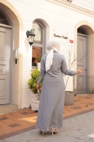 Modest Grey Long Dress 7224GR - 3