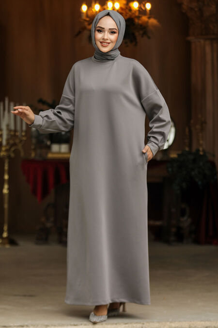Modest Grey Long Sleeve Dress 23641GR - NEVA STYLE