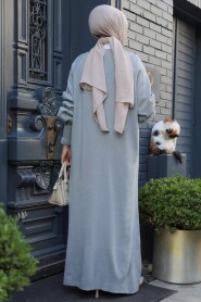 Modest Grey Long Sleeve Knitwear Dress 100013GR - 3