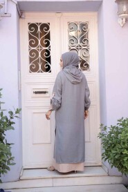 Modest Grey Pastel Dress 76612GR - 4