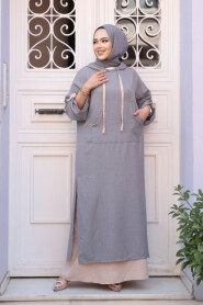 Modest Grey Pastel Dress 76612GR - 1
