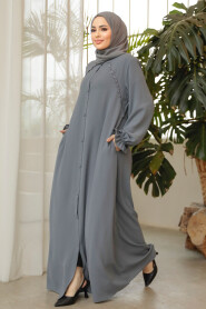 Modest Grey Plus Size Abaya 45275GR - 2