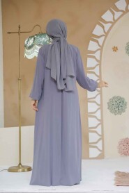 Modest Grey Plus Size Abaya 45282GR - 3