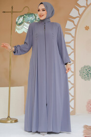 Modest Grey Plus Size Abaya 45282GR - 2