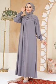 Modest Grey Plus Size Abaya 45293GR - 2