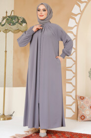 Modest Grey Plus Size Abaya 45293GR - 3