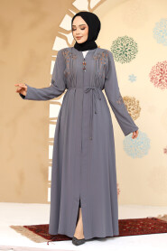 Modest Grey Plus Size Abaya 45302GR - 2