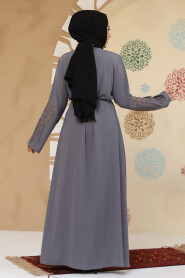 Modest Grey Plus Size Abaya 45302GR - 4