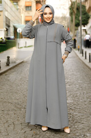 Modest Grey Plus Size Abaya 62102GR - 2