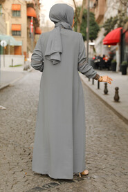Modest Grey Plus Size Abaya 62102GR - 3
