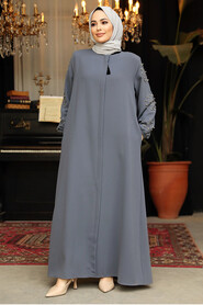 Modest Grey Plus Size Abaya 62701GR - 3