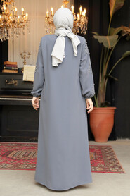 Modest Grey Plus Size Abaya 62701GR - 4