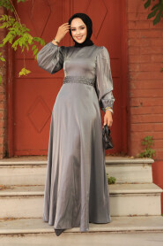 Modest Grey Prom Dress 23301GR - 1