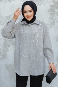 Modest Grey Shirt Top 45280GR 