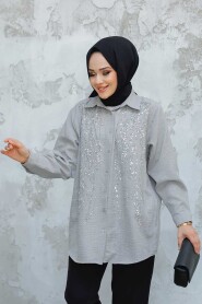 Modest Grey Shirt Top 45280GR - 2