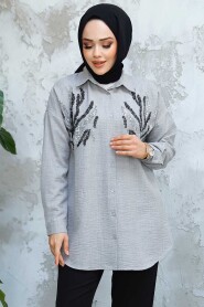 Modest Grey Shirt Tunic 4526GR - 2