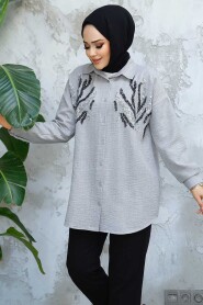 Modest Grey Shirt Tunic 4526GR 