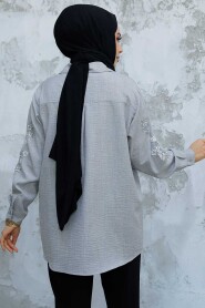 Modest Grey Shirt Tunic 45270GR - 3