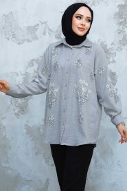 Modest Grey Shirt Tunic 45270GR - 2