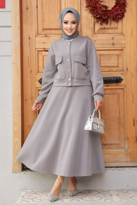 Modest Grey Skirt Dual Suit 12261GR - NEVA STYLE
