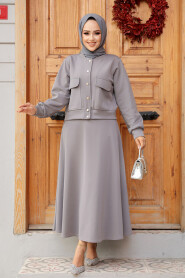 Modest Grey Skirt Dual Suit 12261GR - 3